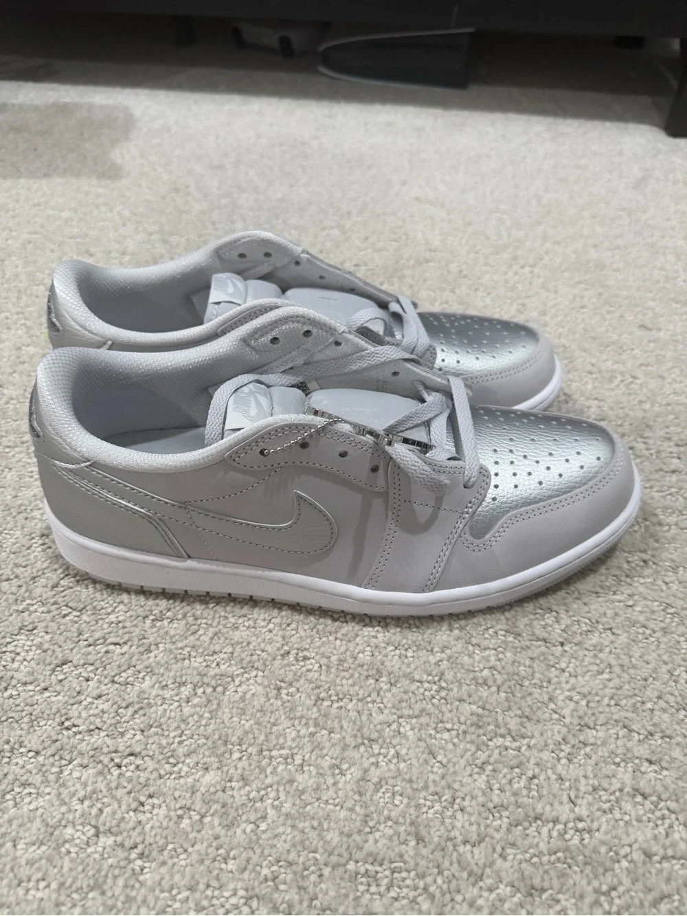 Jordan Men’s Low-Top Sneakers in Light Gray & Silver